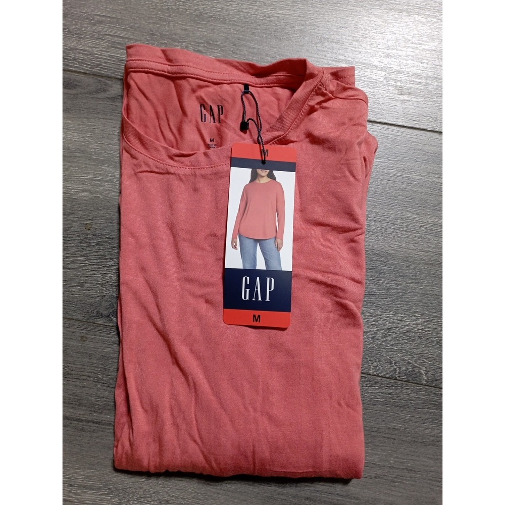 Gap Drop Shoulder Long Sleeve Shirt Adult Medium Pink Coral Womens